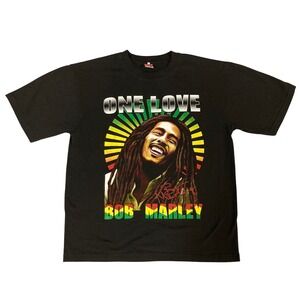 Vintage 90s Hot Eagle Tag Bob Marley One Love T Shirt Mens XL Black Graphic Tee